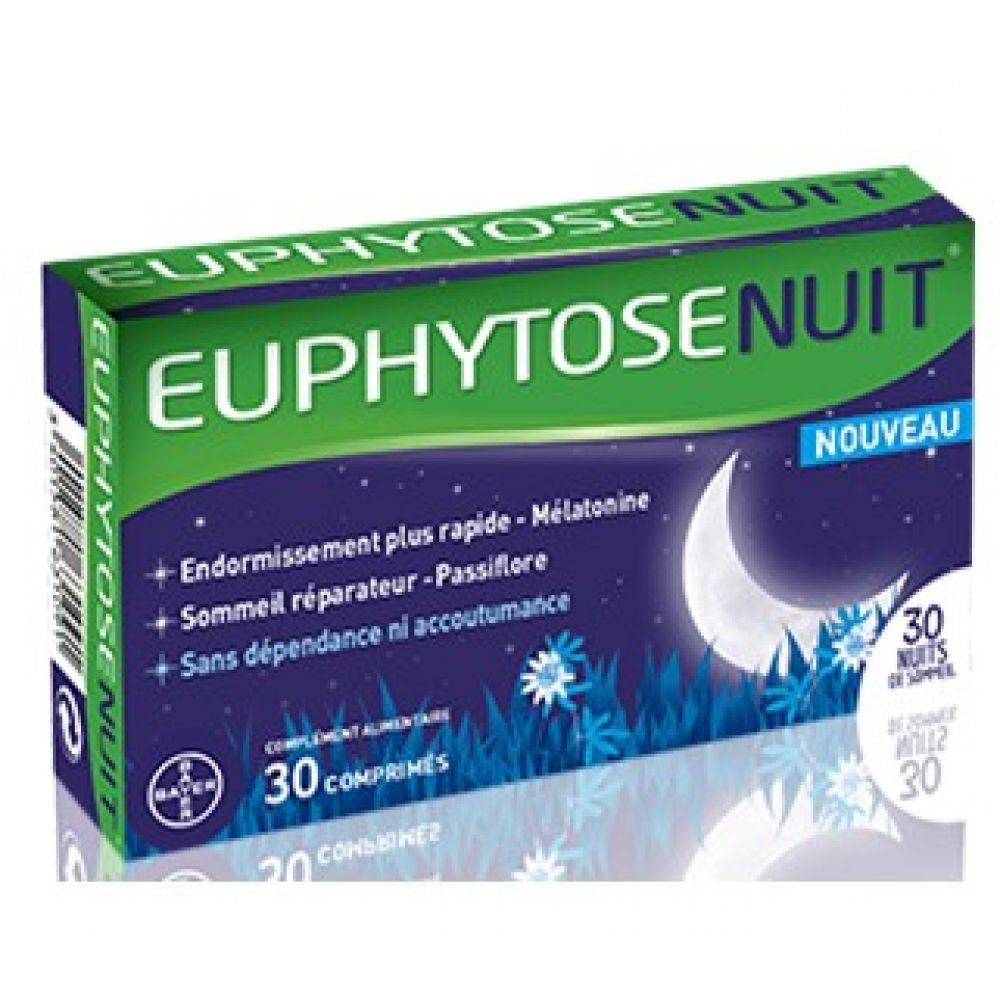 Euphytose Nuit  30 comprimés pour l'endormissement.