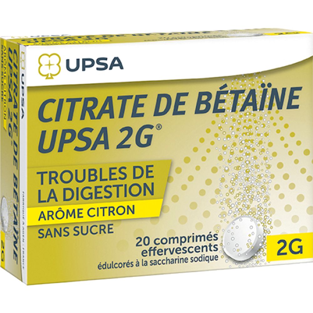 Citrate de bétaïne UPSA , digestion 20 comprimés effervescents digestion