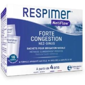 Omega - Respimer forte congestion sachets pour irrigation nasale - 16 sachets