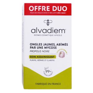 Alvadiem - Soin assainissant pour ongles jaunes, abîmés par une mycose - 2x10mL