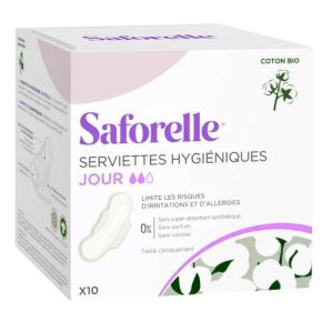 Saforelle - Coton Protect Serviettes hygiéniques - 10 serviettes hygiéniques