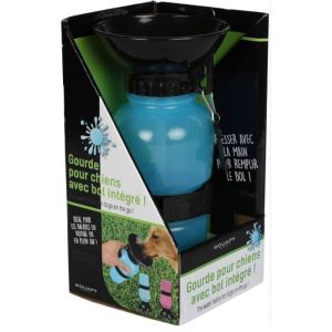 Wouapy - Gourde pour chien avec bol intégré bleu - 500mL