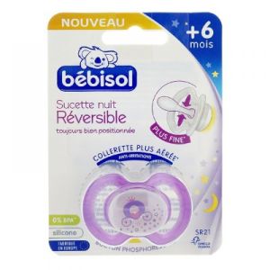 Bébisol - Sucette nuit réversible silicone 6 mois+ - Carosse