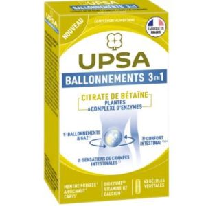 Upsa - Ballonements 3en1 citrate de bétaine - 40 gélules