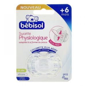Bébisol - Sucette physiologique transparente silicone 6 mois+