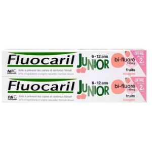 Fluocaril - Dentifrice - Junior 6/12ans - Fruits rouges - 2X75 ml