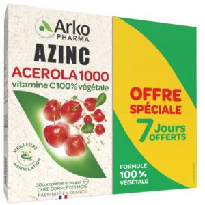 Arkopharma - Azinc Acerola 1000 - 2x30 comprimés à croquer