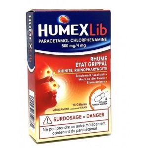 Humexlib - Paracetamol chlorphenamine - 16 gélules