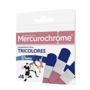 Mercurochrome - Pansements tissu tricolores x18