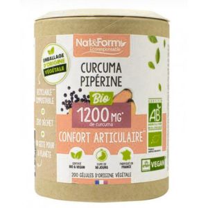 Nat & Form - Curcuma Pipérine Bio - 200 Gélules