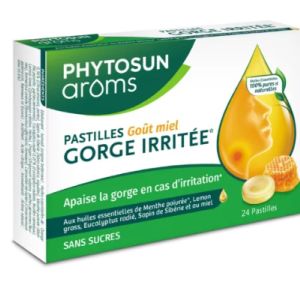 Phytosun - Pastille gorge irritée goût miel - 24 pastilles