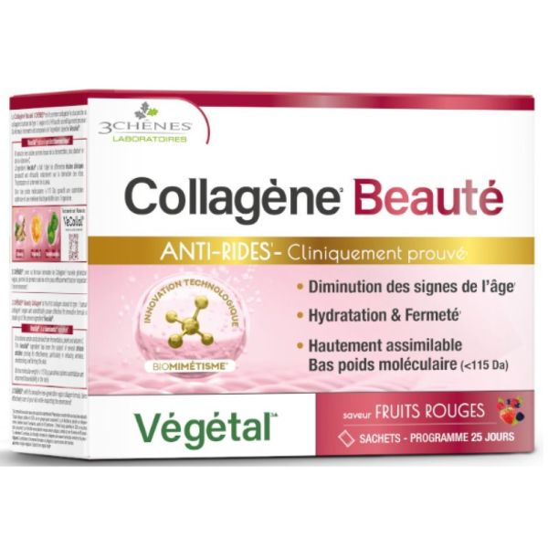 3 Chênes - Collagène Beauté Anti-Rides Fruits Rouges - 25 Sachets de 6g