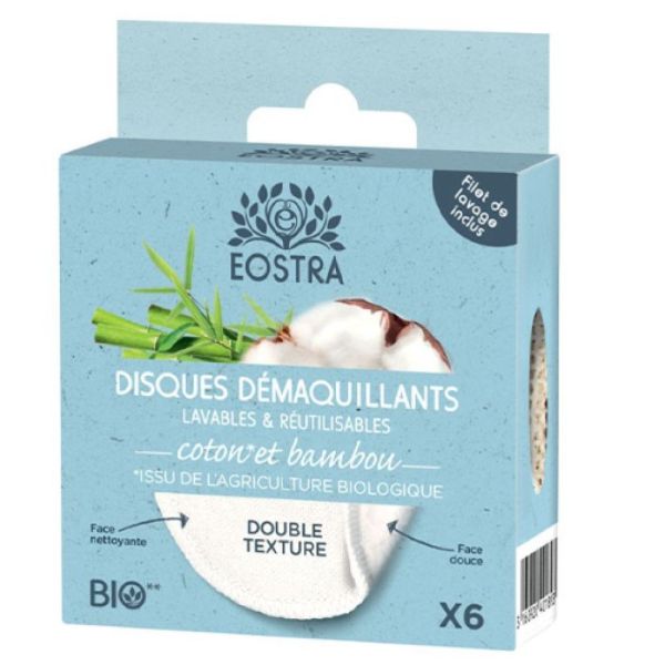 Eostra - Disques démaquillants réutilisables coton et bambou