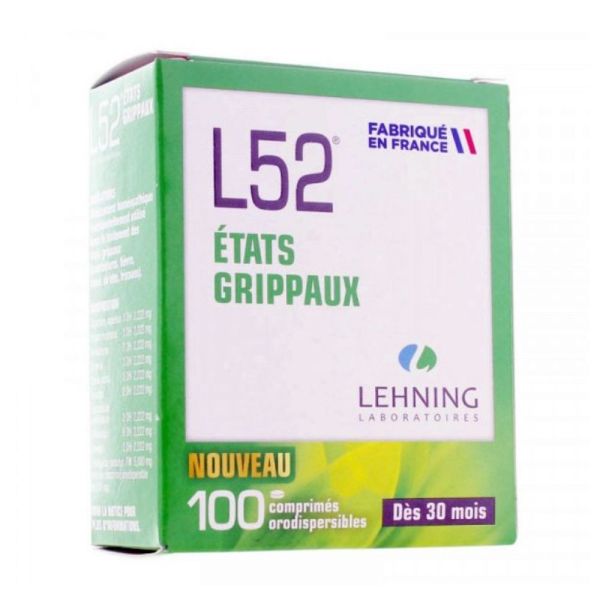 Lehning - L52 Etats Grippaux - 100 comprimés orodispersibles