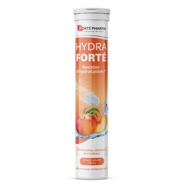 Forté Pharma - Hydra Forté booster d'hydratation goût pêche - 24 comprimés effervescents