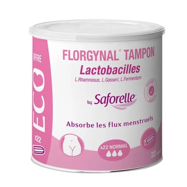 Saforelle - Florgynal Tampon lactobacilles - 22 tampons Norm sans applicateurs