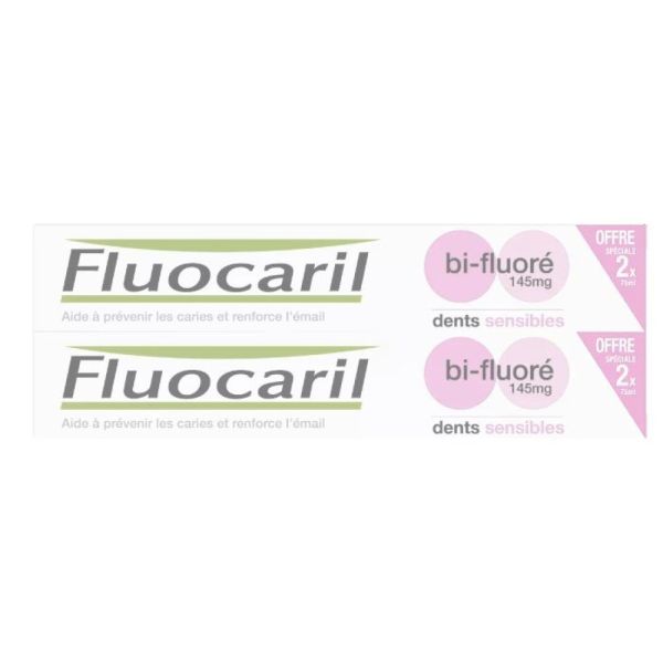 Fluocaril - Dentifrice dents sensibles bi fluoré 145mg - 2x75ml