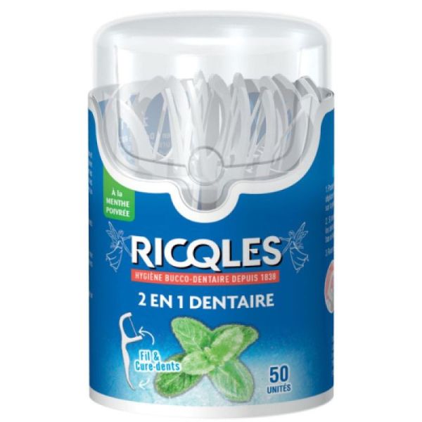 Ricqles - Fils cure dents 2en1 dentaire - 50 unités