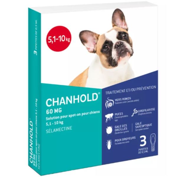 Clément Thékan - Chanhold 60mg pour chiens 5,1-10kg - 3 pipettes