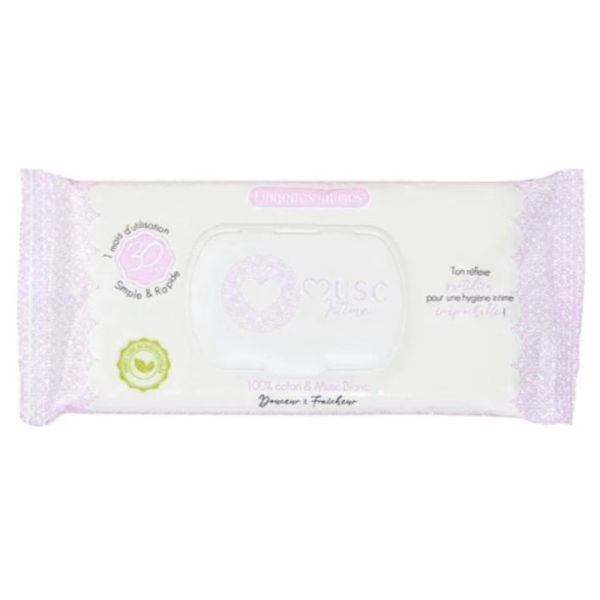 Musc Intime - Lingettes intimes Musc Blanc - 30 lingettes