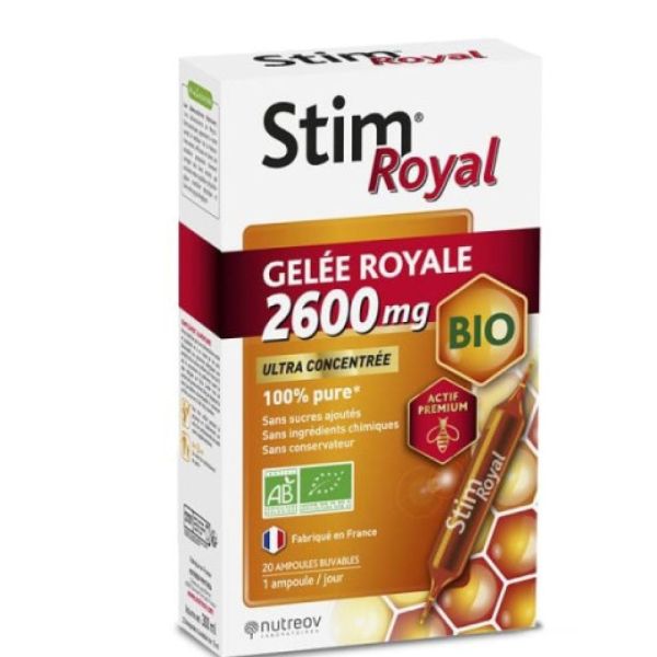 Nutreov - Stim royal gelée royale bio 2600mg - 20 ampoules buvables