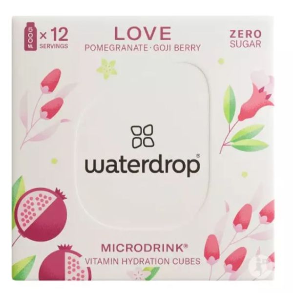 waterdrop - microdrink cube d'hydratation avec vitamines grenade baie de goji - 500mL*12