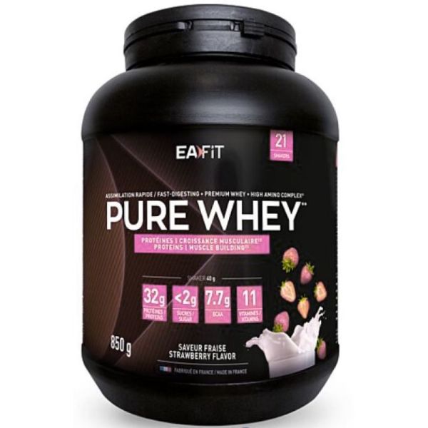 Eafit Pure Whey Protéines croissance musculaire fraise - 850g