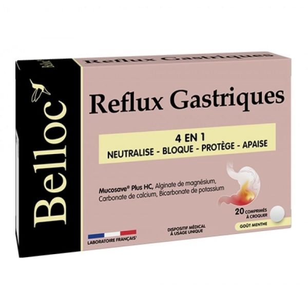 Belloc - Reflux gastriques 4en1 - 20 comprimés à croquer