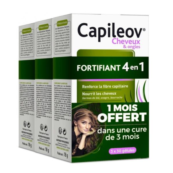 Capileov - Cheveux & ongles fortifiant 4 en 1 - 90 gélules