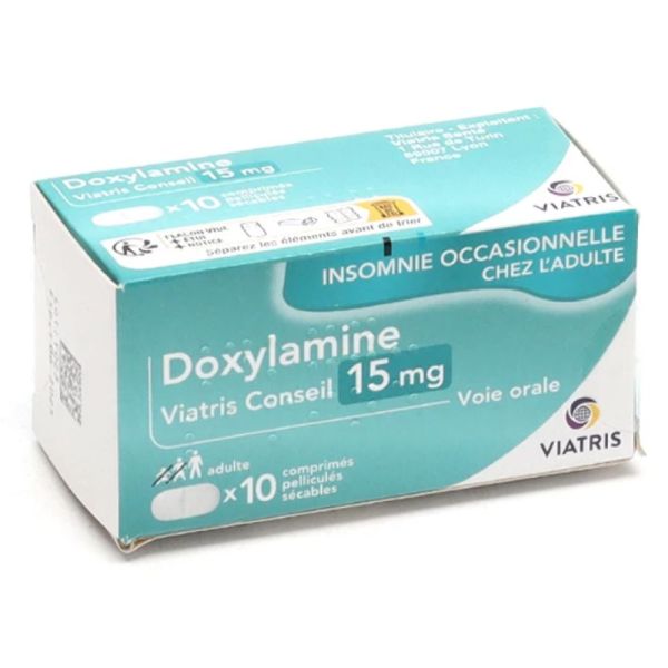 Viatris - Doxylamine 15 mg - 10 comprimés pelliculés sécables