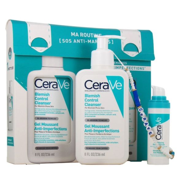 CeraVe - Routine anti-marques - Gel moussant anti-imperfections 236 mL + Sérum rétinol anti-marques 30mL