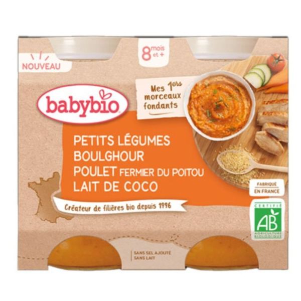 Babybio - Petits légumes / boulghour / poulet / lait de coco  - 2x200g