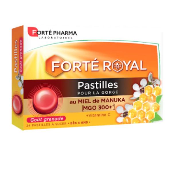 Forté Pharma - Forté Royal pastilles pour la gorge au miel de Manuka+vitamine C - gout grenade 24 pastilles