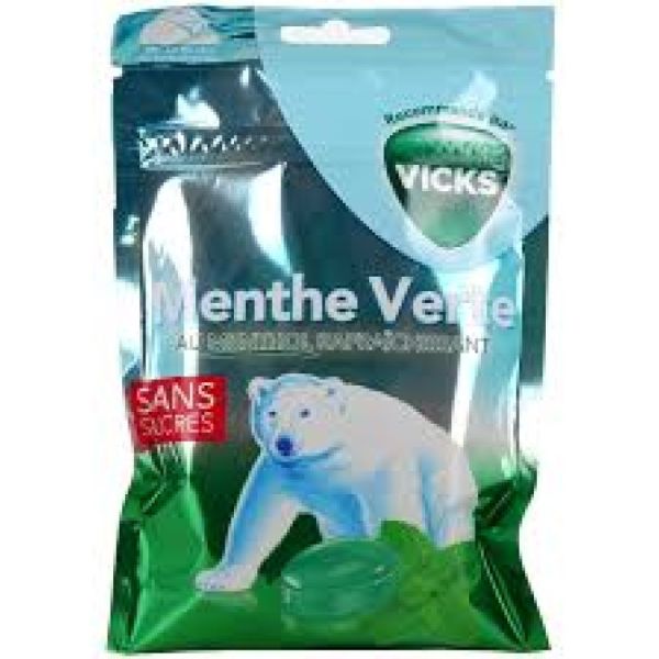 Vicks - Bonbons menthe verthe rafraichissant sans sucres - 72g