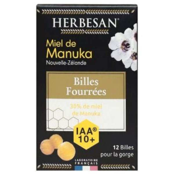 Herbesan - Billes fourrées miel de manouka IAA 10+ - 12 billes