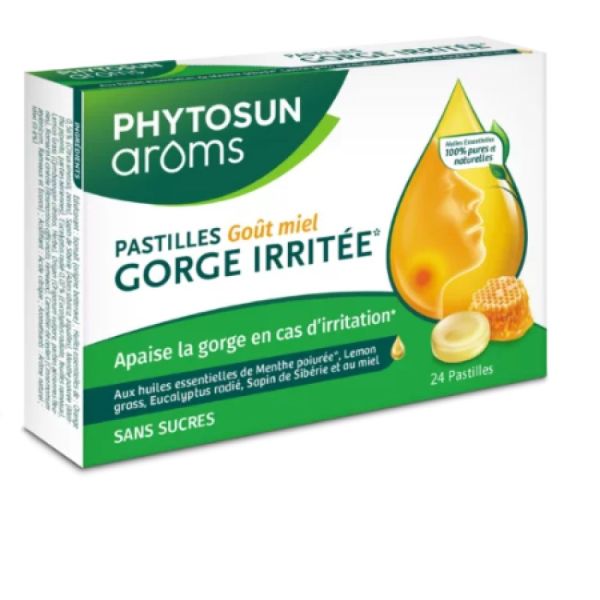 Phytosun - Pastille gorge irritée goût miel - 24 pastilles